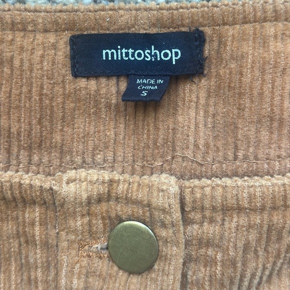 Mittoshop Corduroy Mini Skirt Brown Button Front Size S Frayed Hem - Picture 2 of 6
